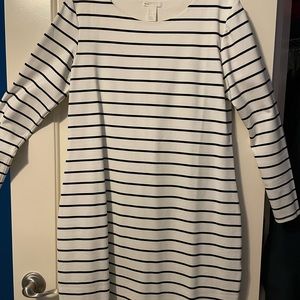 H&M cream black striped dress. Size L